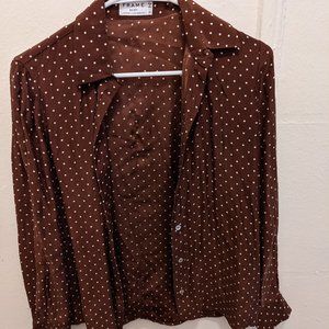 Vintage 100% Silk Polka-Dot Button Down, XS